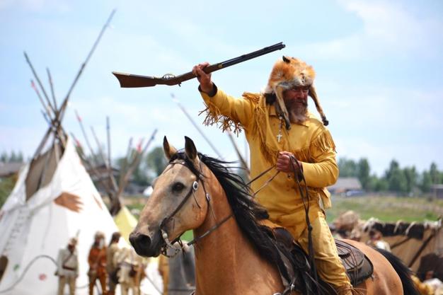 Green-River_Rendezvous-Pageant_Annual_Second_Sunday_July_1pm_Pinedale_Rodeo-Grounds_Pinedale_Wyoming_Jim_Bridger_Indian_Camp_Scene